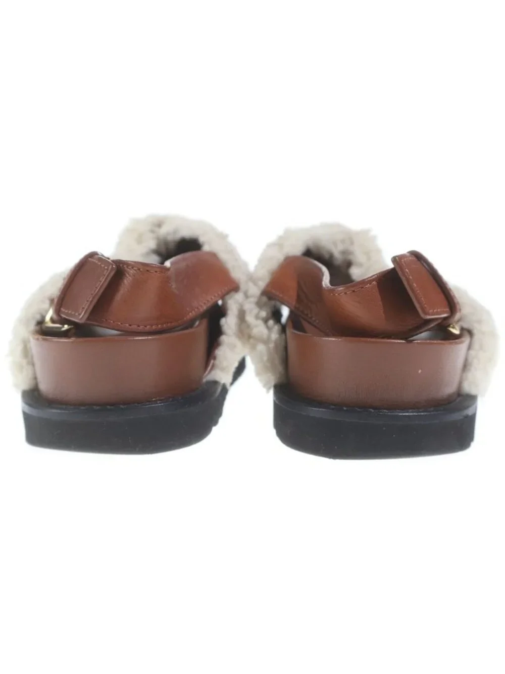 Louis Vuitton Paseo Line Monogram Fleece Shearling Leather Flat Sandals Shoes